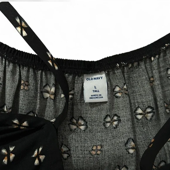 Old Navy Black Print Tiered Swing Dress - Picture 4 of 4